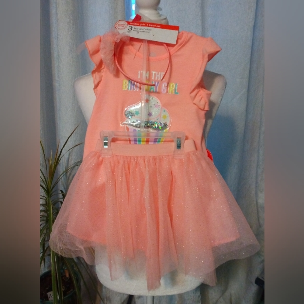 Wonder Nation birthday girl set. Peach. Size 2T. Nwt.